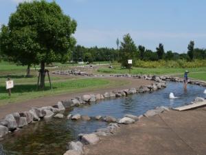 【じゃぶじゃぶ池】まつぶし緑の丘公園のじゃぶじゃぶ池とスプリンクラー！の写真3